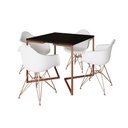 Ver imagem 6 de Mesa Jantar Industrial Preta 90Cm Quadrada Base Cobre V Com 4 Poltronas Brancas Pés Cob Cor: Preto