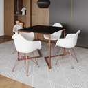 Ver imagem 1 de Mesa Jantar Industrial Preta 90Cm Quadrada Base Cobre V Com 4 Poltronas Brancas Pés Cob Cor: Preto