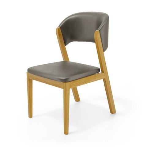 Cadeira Amanda Madeira Maciça Estofada para Mesa de Jantar Veludo Chumbo 109