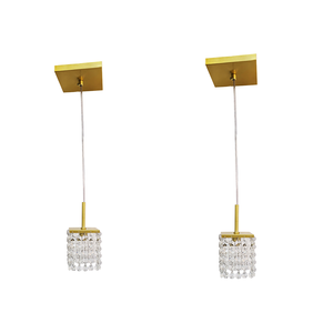 Kit 2 Lustre Pendente Cristal Dourado Ambientes Pequenos