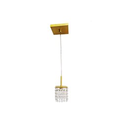 Kit 2 Lustre Pendente Cristal Dourado Ambientes Pequenos - 4
