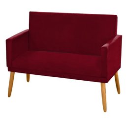 Sofá Namoradeira 2 Lugares Recepção Clínica Escritório Suede Vinho Bordô - 1