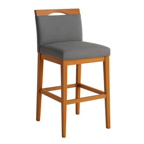 Banqueta Alta Cozinha Gourmet Balcão Estofada Encosto Linho