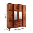 Ver imagem 4 de Guarda-roupa Casal Novak 10 Portas 3 Gavetas com Espelho Madeira Maciça Mogano - Pnr Móveis