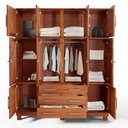 Ver imagem 3 de Guarda-roupa Casal Novak 10 Portas 3 Gavetas com Espelho Madeira Maciça Mogano - Pnr Móveis