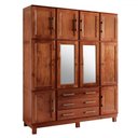 Ver imagem 2 de Guarda-roupa Casal Novak 10 Portas 3 Gavetas com Espelho Madeira Maciça Mogano - Pnr Móveis