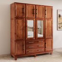 Ver imagem 1 de Guarda-roupa Casal Novak 10 Portas 3 Gavetas com Espelho Madeira Maciça Mogano - Pnr Móveis