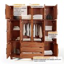 Ver imagem 7 de Guarda-roupa Casal Novak 10 Portas 3 Gavetas com Espelho Madeira Maciça Mogano - Pnr Móveis