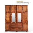 Ver imagem 5 de Guarda-roupa Casal Novak 10 Portas 3 Gavetas com Espelho Madeira Maciça Mogano - Pnr Móveis