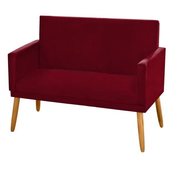 Poltrona Namoradeira Nina 2 Lugares Suede Vinho Bordô - 1