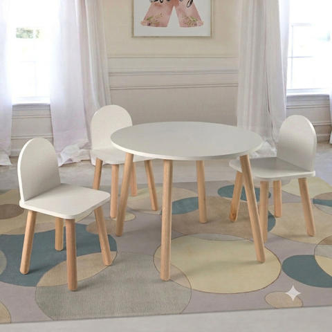 Conjunto Infantil Mesa + 3 Cadeiras Branco
