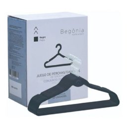 50 Cabides Veludo Slim Antideslizantes Preto Begônia - 1