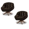 Kit 2 Poltrona Decorativa Califórnia Giratória Suede Marrom - Fm - 1