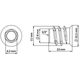 Porca Americana 1/4x13mm para Madeira 50 Peças - 2