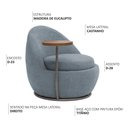 Ver imagem 3 de Poltrona Orgânica Kaira com Mesa Lateral Direita Base Fixa Titânio Bouclé Azul Claro - Nexta Casa