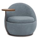 Ver imagem 6 de Poltrona Orgânica Kaira com Mesa Lateral Direita Base Fixa Titânio Bouclé Azul Claro - Nexta Casa