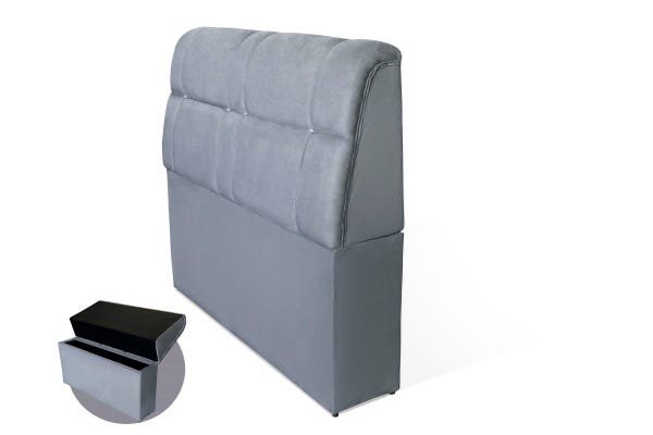 CABECEIRA BAU IMPERADOR CASAL 1,40 SUEDE CINZA - 1