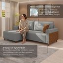 Ver imagem 4 de Sofá com Chaise 4 Lugares 238cm em Linho Cinza Milão