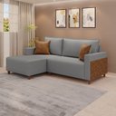 Ver imagem 1 de Sofá com Chaise 4 Lugares 238cm em Linho Cinza Milão