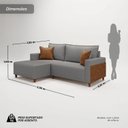 Ver imagem 3 de Sofá com Chaise 4 Lugares 238cm em Linho Cinza Milão