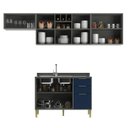 Ver imagem 4 de Cozinha Compacta Modulada 6 Portas 3 Gavetas Domus Espresso Móveis Azul/Silver/Royal