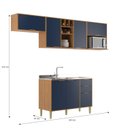 Ver imagem 3 de Cozinha Compacta Modulada 6 Portas 3 Gavetas Domus Espresso Móveis Azul/Silver/Royal