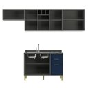 Ver imagem 5 de Cozinha Compacta Modulada 6 Portas 3 Gavetas Domus Espresso Móveis Azul/Silver/Royal