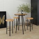 Ver imagem 2 de Mesa Bistro Redonda 70 Cm Estrutura Aço Carbono Base Preta Boston Nozes