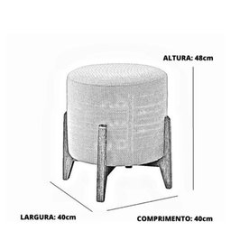 Puff Thor Luxo Madeira Maciça Tecido Veludo Bege - 2