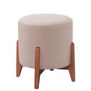 Ver imagem 1 de Puff Thor Luxo Madeira Maciça Tecido Veludo Bege