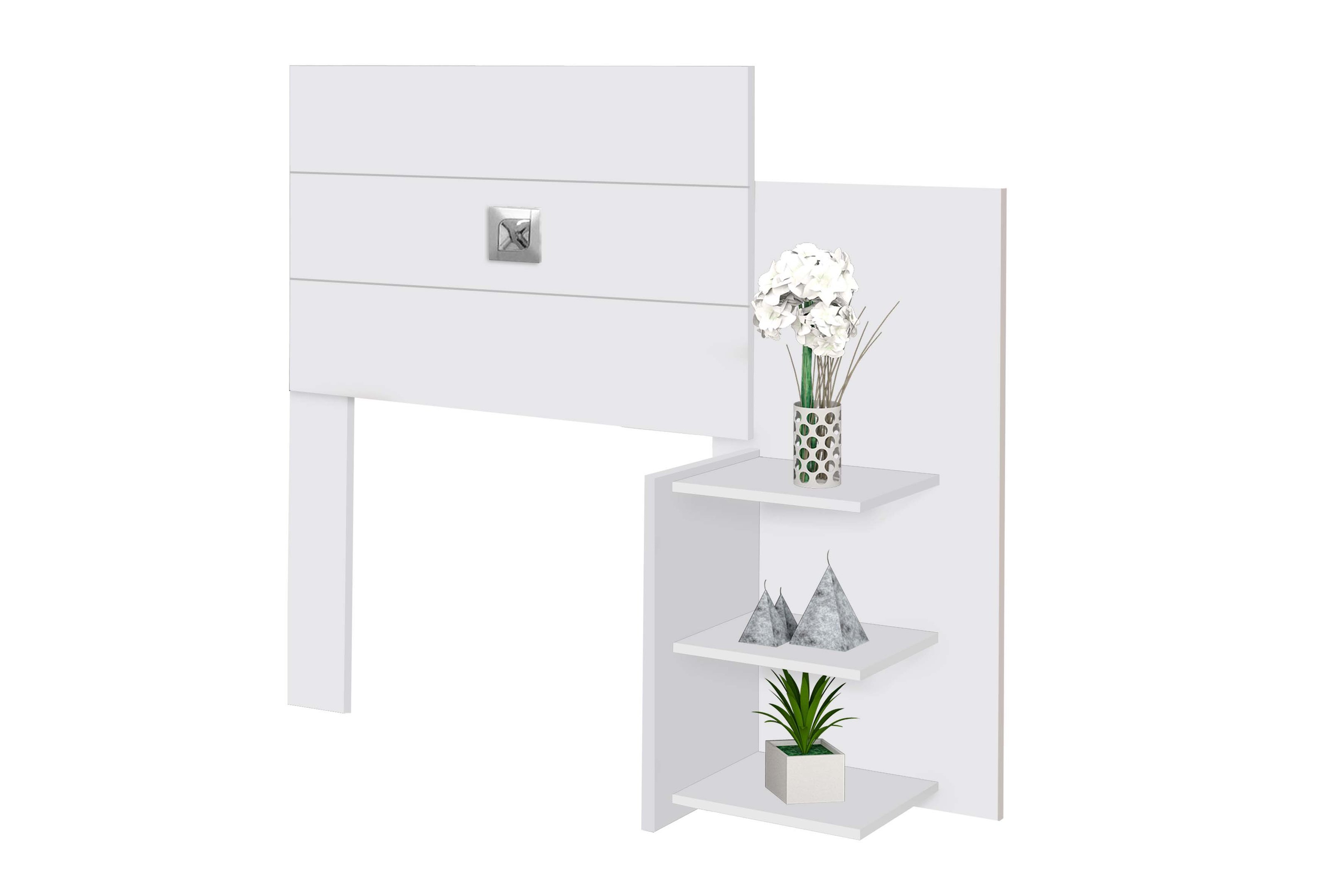 Cabeceira Box Para Cama Solteiro Com Mesa Cabeceira Acapulco:Branco - 3