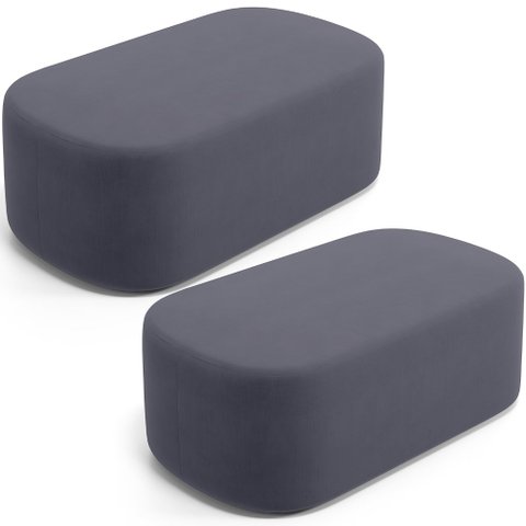 Kit 02 Puffs Decorativos Orgânicos para Living Quarto 100cm Doha W01 Suede Cinza - Lyam Decor