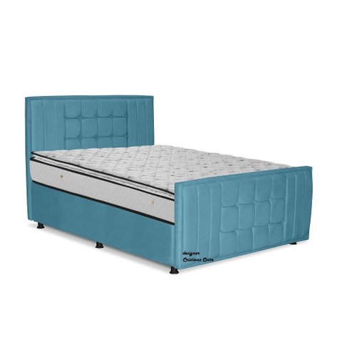 Cama com Cabeceira Queen Size Estofada Uvaia 160cm Suede: Azul Turquesa