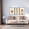 Quadros Geométricos com linhas Moldura Sem Vidro - Marrom - 3