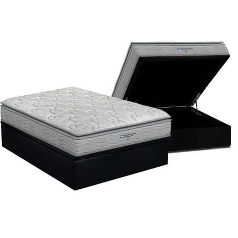 Cama Box Baú Casal: Colchão Espuma D45 Probel Guarda Costas Próextreme Plus + Base Crc Suede