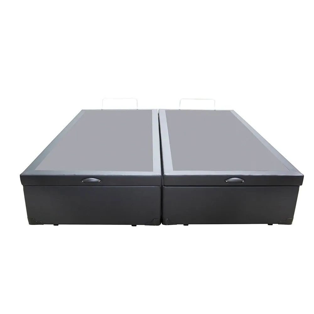 Base Cama Box Baú Bipartido Queen Size Couro Sintético Cinza 43x158x198 - 3