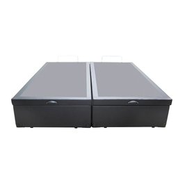 Base Cama Box Baú Bipartido Queen Size Couro Sintético Cinza 43x158x198 - 3