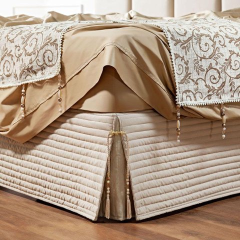 Saia Cama Box Casal Stylle 200 Fios Matelado Bege