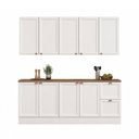 Ver imagem 3 de Cozinha Compacta Modulada 4 Peças 9 Portas 2 Gavetas com Tampo e Pés Reguláveis 200x213x50cm Branco