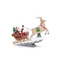 Ver imagem 1 de Escultura Papai Noel com Rena e Treno Decorativo Resina
