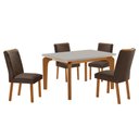 Ver imagem 2 de Conjunto Mesa de Jantar 120cm com 4 Cadeiras Estofadas Multimóveis Crrft-CON045 Madeirado/Off White
