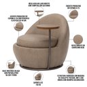 Ver imagem 3 de Kit 02 Poltronas Decorativa Giratória Yumi com Mesa Lateral Direita C06 Couríssimo Bege A-396 - Lyam