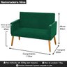 Poltrona 2 Lugares Simples para Sala Decorativa Suede Verde - 6
