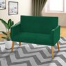 Poltrona 2 Lugares Simples para Sala Decorativa Suede Verde - 1