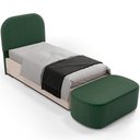 Ver imagem 1 de Cabeceira Cama Box 100cm Lanna com Puff Recamier Doha W01 Couríssimo Verde - Lyam Decor