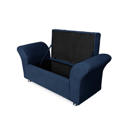 Kit Cabeceira Geovana com Baú Veneza King 195 Cm Suede Azul Marinho - Incasa Decor - 4