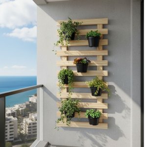 Jardim Vertical Painel Modulado de Madeira Maciça Jardim Suspenso Horta Vertical Painel Ripado
