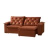 Sofa Retrátil Reclinável Milão 2,90 5 Lugares Estofado Capitonê C/ Braço Almofadado Veludo Terracota - 2
