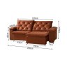 Sofa Retrátil Reclinável Milão 2,90 5 Lugares Estofado Capitonê C/ Braço Almofadado Veludo Terracota - 3