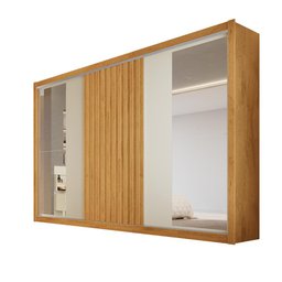 Guarda Roupa 3 Portas Vitória com Espelho 100% Mdf Peroba Off White - Móveis Europa - 2